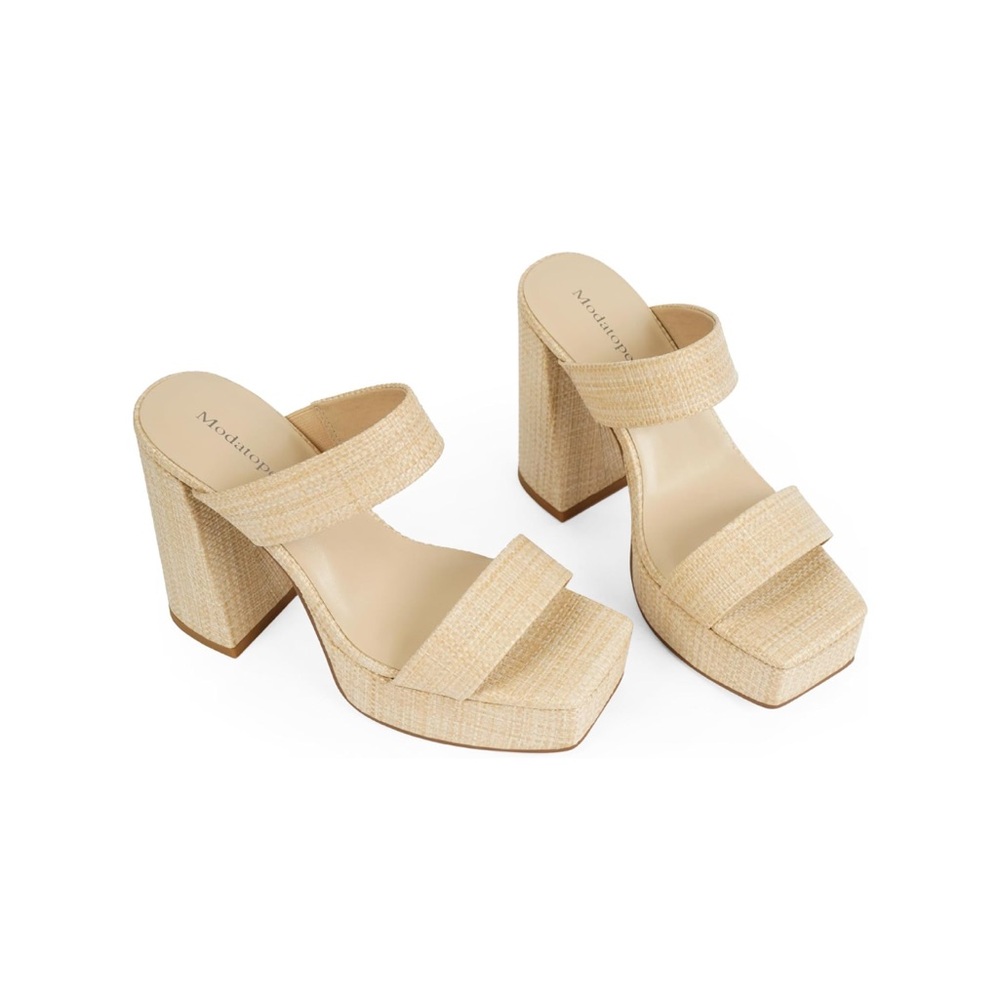 Brand New Modatope Women's Tan Chunky Block Heel size 6.5